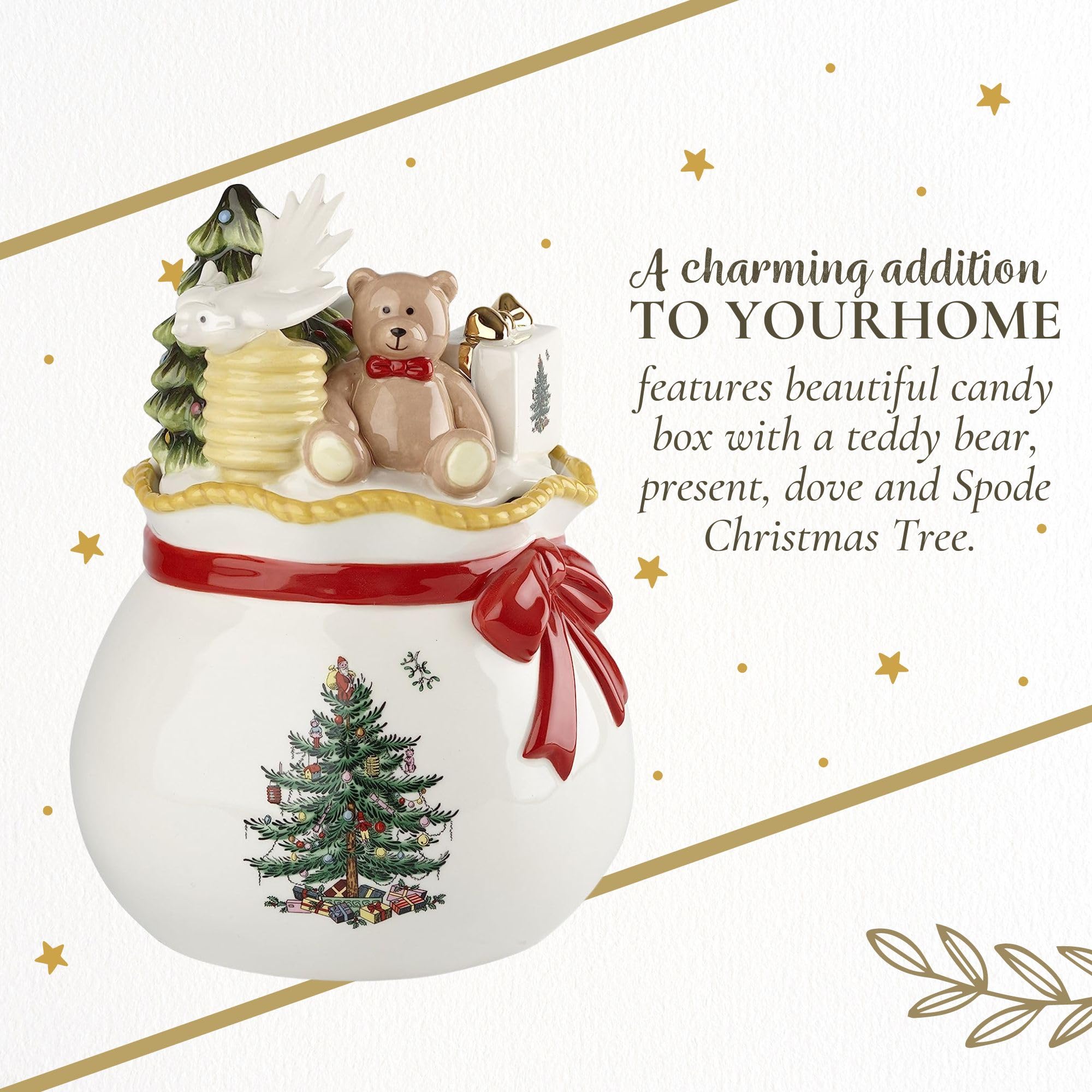 Spode クリスマスハンドルサービングトレイ　プラスチック　大お盆B級品本日迄 Amazon.com | Spode Christmas Tree Candy Bowl with Lid, 8